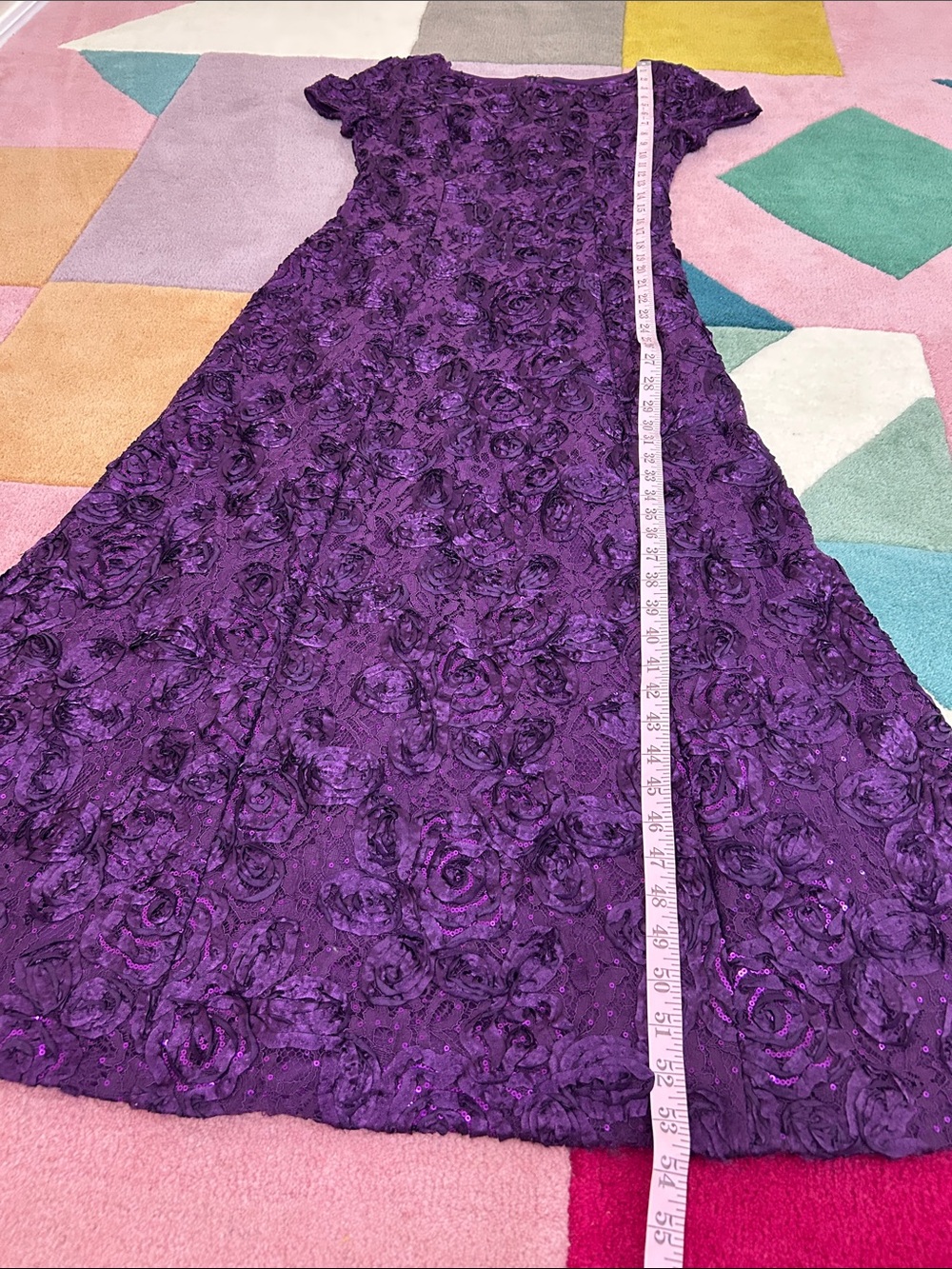Alex Evenings Rosette Evelyn Lace Purple Dress - Picture 13 of 17